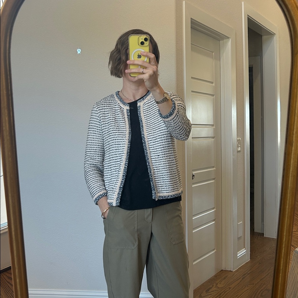 Ann Taylor Factory Striped Open Front Cardigan – Women’s Medium